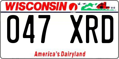 WI license plate 047XRD