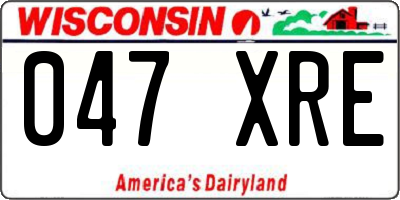 WI license plate 047XRE