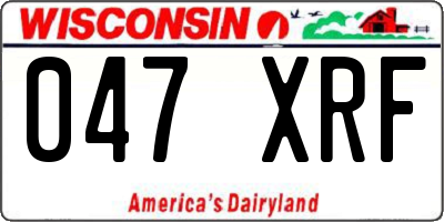 WI license plate 047XRF