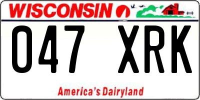 WI license plate 047XRK