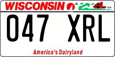 WI license plate 047XRL