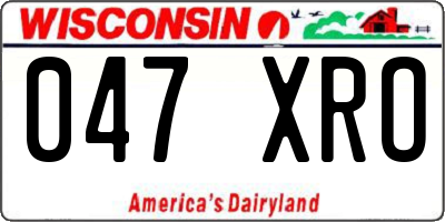 WI license plate 047XRO