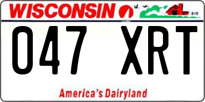 WI license plate 047XRT