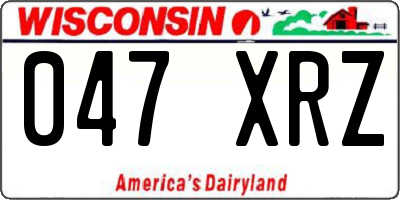 WI license plate 047XRZ