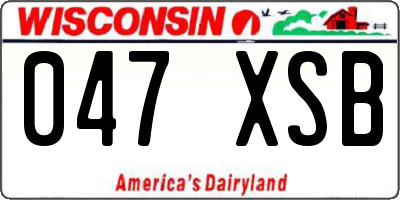 WI license plate 047XSB