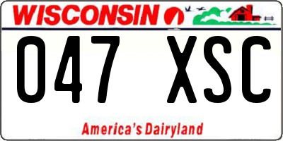 WI license plate 047XSC