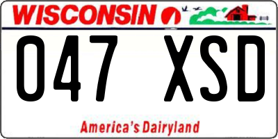 WI license plate 047XSD