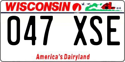 WI license plate 047XSE