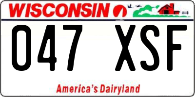 WI license plate 047XSF