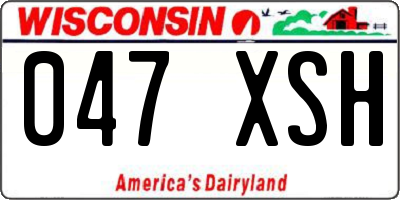 WI license plate 047XSH