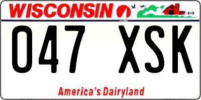 WI license plate 047XSK