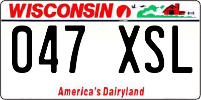 WI license plate 047XSL