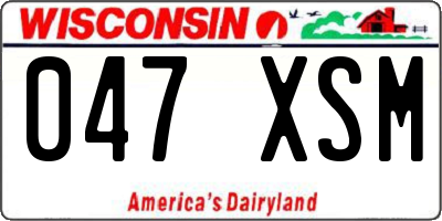 WI license plate 047XSM