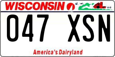 WI license plate 047XSN