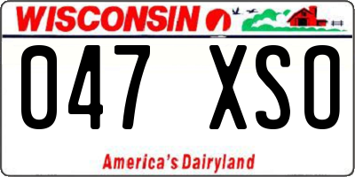 WI license plate 047XSO