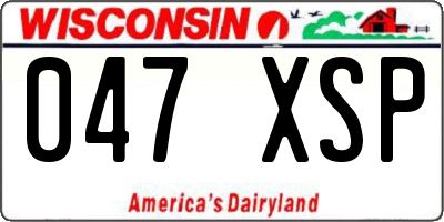 WI license plate 047XSP