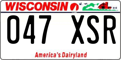 WI license plate 047XSR