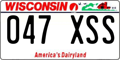 WI license plate 047XSS