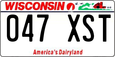 WI license plate 047XST