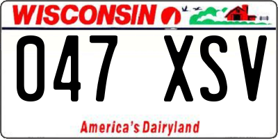 WI license plate 047XSV
