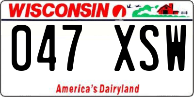 WI license plate 047XSW