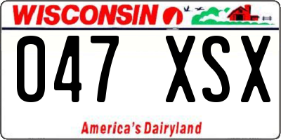WI license plate 047XSX