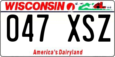 WI license plate 047XSZ