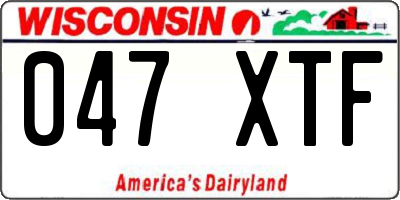 WI license plate 047XTF