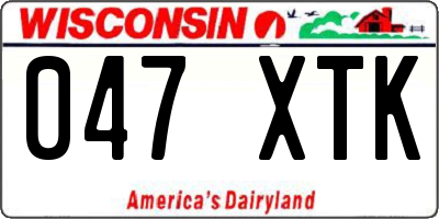 WI license plate 047XTK