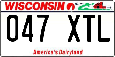 WI license plate 047XTL