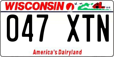 WI license plate 047XTN