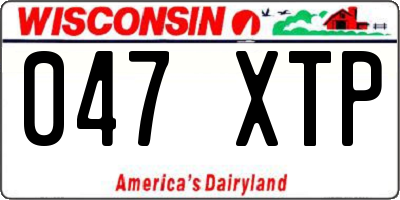 WI license plate 047XTP