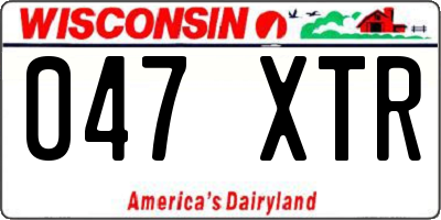 WI license plate 047XTR