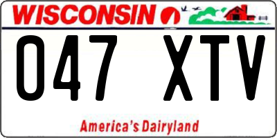 WI license plate 047XTV