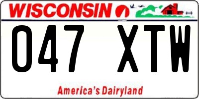 WI license plate 047XTW