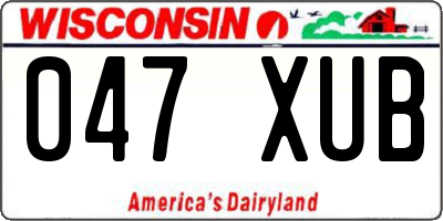 WI license plate 047XUB