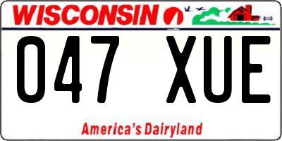 WI license plate 047XUE