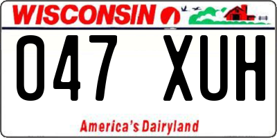 WI license plate 047XUH