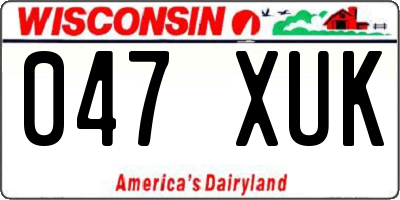 WI license plate 047XUK