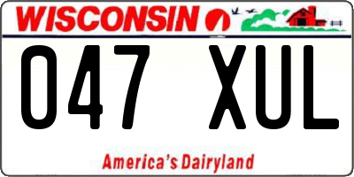 WI license plate 047XUL