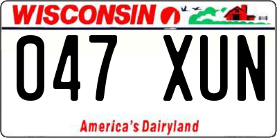 WI license plate 047XUN