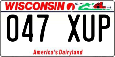 WI license plate 047XUP