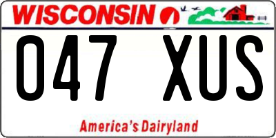 WI license plate 047XUS
