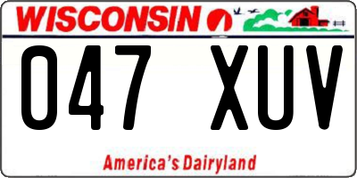 WI license plate 047XUV