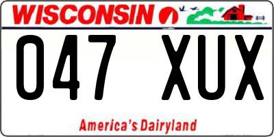 WI license plate 047XUX