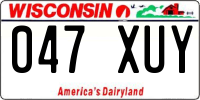WI license plate 047XUY