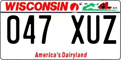 WI license plate 047XUZ
