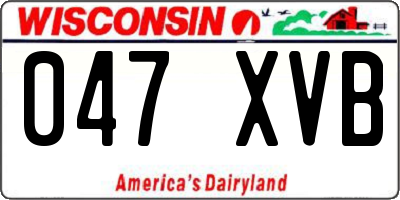 WI license plate 047XVB