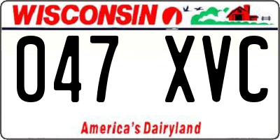WI license plate 047XVC