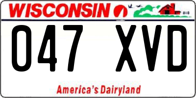 WI license plate 047XVD